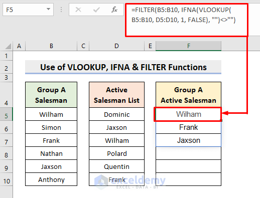 Excel VLOOKUP, IFNA & FILTER Functions to Compare Multiple Columns and Return Common Values