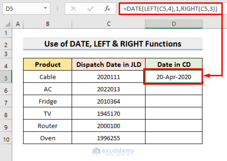 How to Convert 7 Digit Julian Date to Calendar Date in Excel (3 Ways)