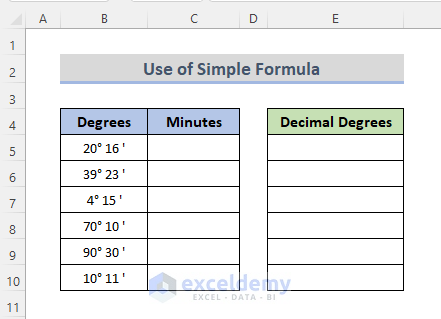 2 Methods to Convert Degrees Decimal Minutes to Decimal Degrees in Excel