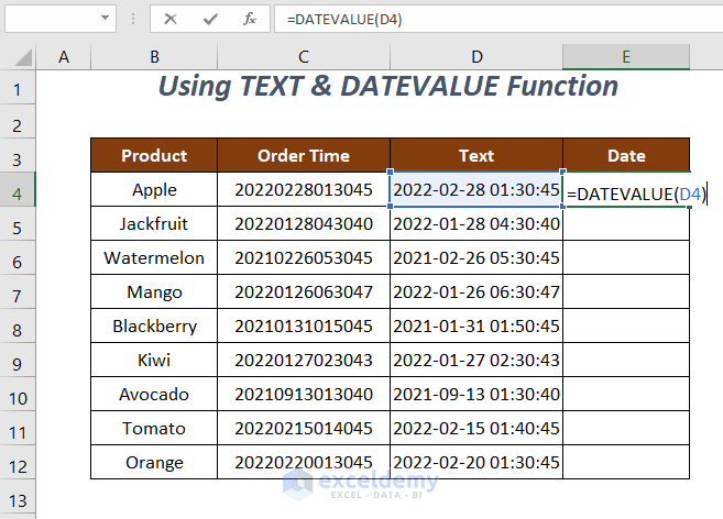 TEXT & DATEVALUE function