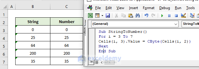 Convert String to Number in Excel VBA