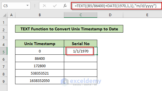 Convert Unix Timestamp to Date in Excel