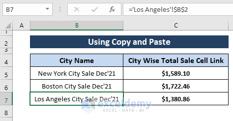 Final Outcome-Excel Formula to Copy Text From One Cell to Another Sheet