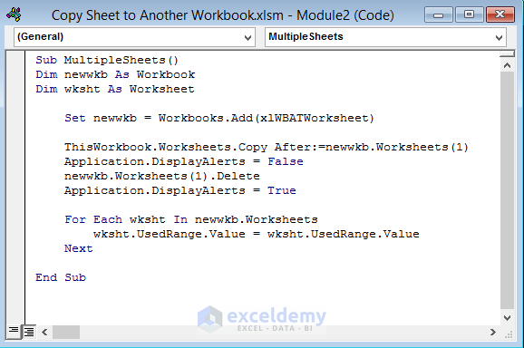 Copy Multiple Sheets without Formulas to New Workbook with VBA