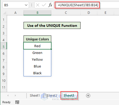 Copy Unique Values to Another Worksheet in Excel