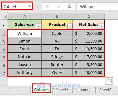 Count Columns with COLUMN Function for VLOOKUP in Excel
