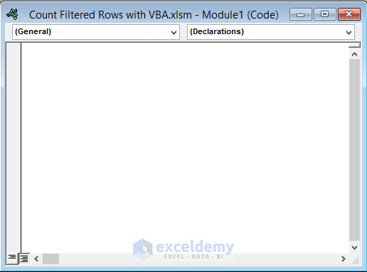 Launch the VBA Window to Count Filtered Rows in Excel
