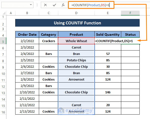 countif -Count Duplicates in Excel Ignoring Blanks