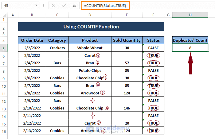 Result-Count Duplicates in Excel Ignoring Blanks