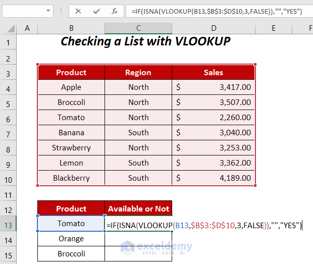 checking a list with VLOOKUP Function
