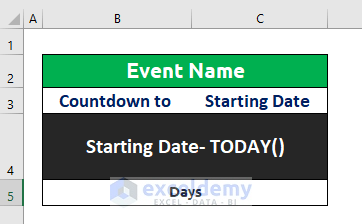Create Day Countdown in Excel
