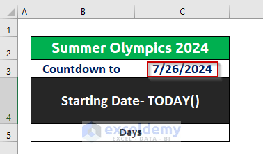 Create Day Countdown in Excel