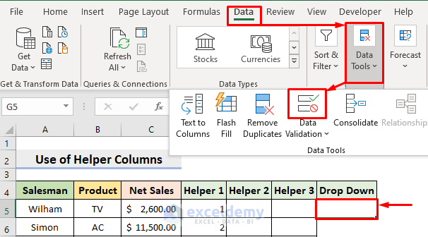 Create a Drop Down Filter to Extract Data Based on Selection with Helper Columns in Excel