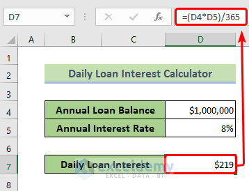Create a Daily Loan Interest Calculator in Excel