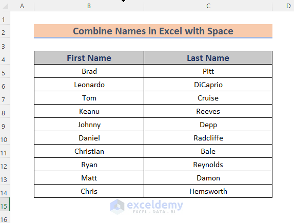 How to Combine Names in Excel with Space