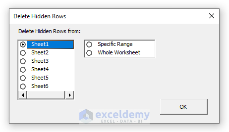 UserForm Loaded to Delete Hidden Rows in Excel VBA