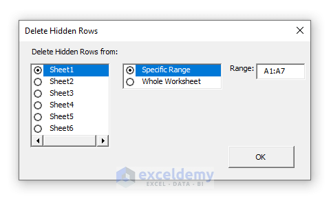 Running UserForm to Delete Hidden Rows in Excel VBA