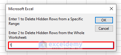 Input Box to Delete Hidden Rows in Excel VBA