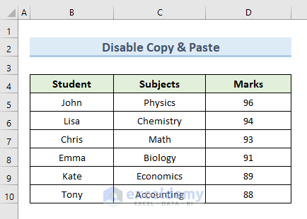 Disable Not Only Copy and Paste But Also Selection of Cells in Excel
