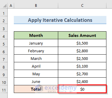 Apply Iterative Calculation to Fix Circular References in Excel