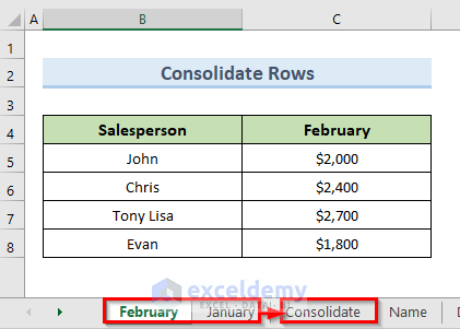 Combine Rows from Multiple Sheets in Excel Using Consolidate Option