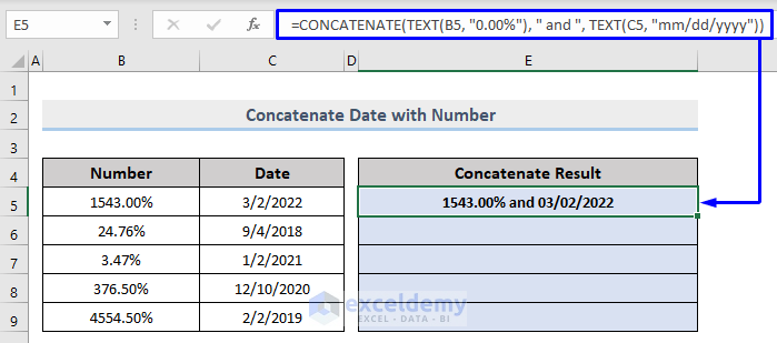 Concatenate Date with Numbers doesn't becomes number in Excel