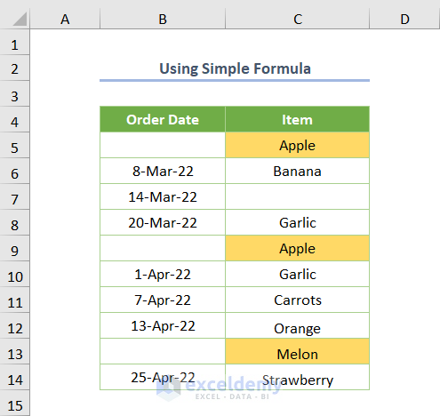 Using Simple Formula