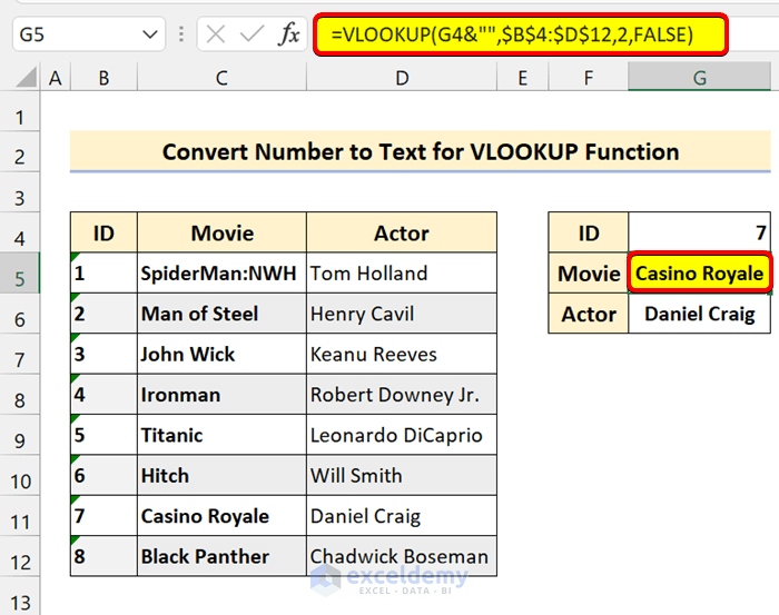 excel Convert Number to Text for VLOOKUP