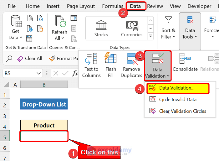 Create a Drop Down List for Data Validation in Excel