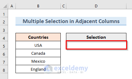 Insert Multiple Selection to Adjacent Columns by Creating Excel Data Validation Drop-Down List