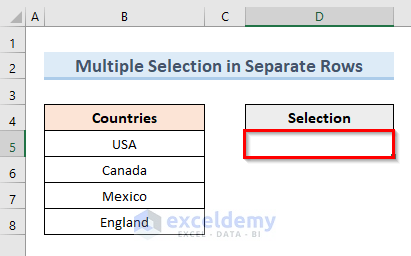 Make Multiple Selection in Separate Rows with Data Validation Drop-Down List in Excel