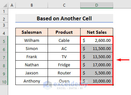 Format Cell Based on Another Cell with Formula in Excel