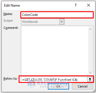 Use Formula with COUNTIF & GET.CELL Functions to Count Colored Cells in a Row in Excel