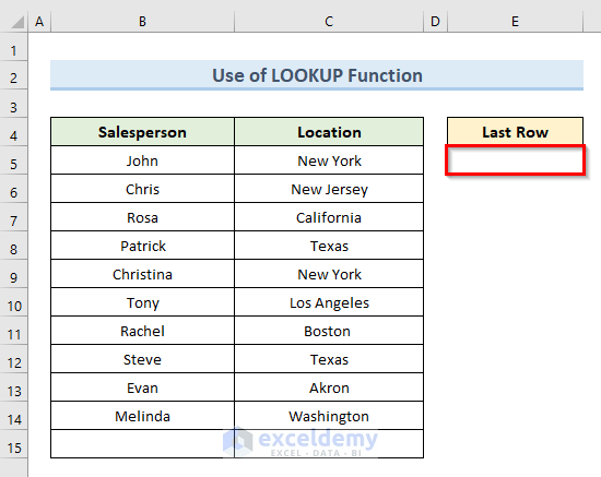 Use Excel LOOKUP Formula to Find Last Row Number with Data
