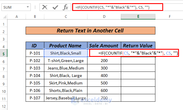 excel if cell contains text then add text in another cell USING countif
