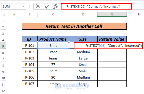 excel if cell contains text then add text in another cell using ISTEXT