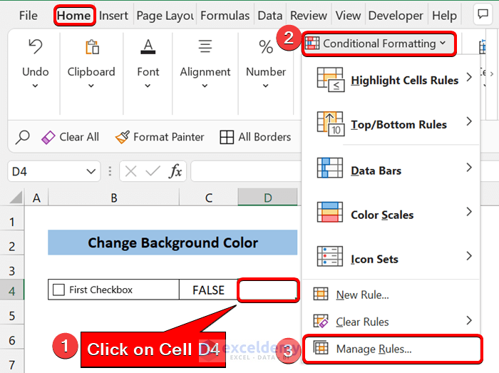 Excel to Change Cell Color If Checkbox Is Checked 