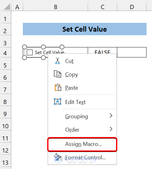 Set a Cell Value in Excel If Checkbox Is Checked 