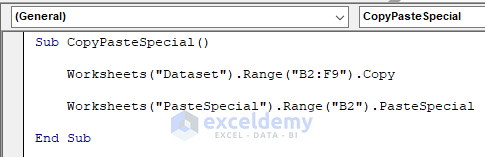 VBA Macro to Copy and Paste Data with PasteSpecial from One Worksheet to Another in Excel