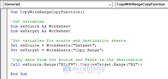 VBA Macro to Copy and Paste Data from One Worksheet to Another in Excel with Range.Copy