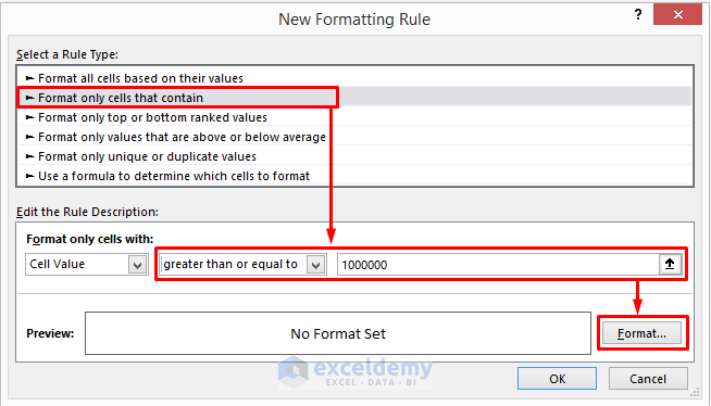 Set Number Format in Millions with Comma Using Excel Conditional Formatting