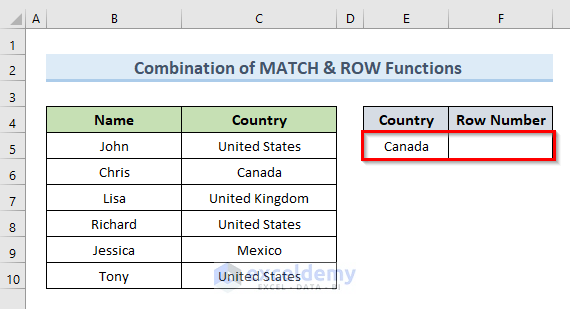 Combinations of MATCH & ROW Functions to Extract Row Sequence