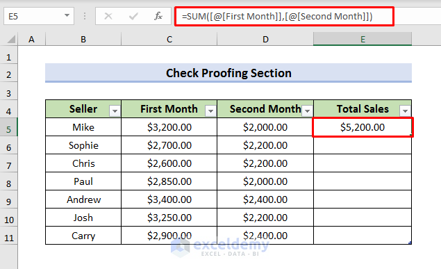 Enable Excel Table AutoFill Formula from the Proofing Section While Not Working