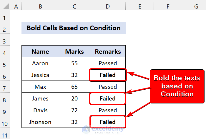 Bold Cells Based on IF Condition Using VBA