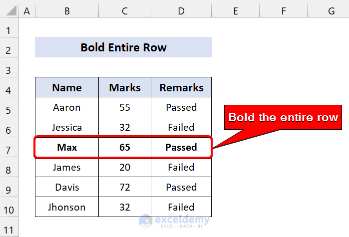 Bold Entire Row Using VBA in Excel