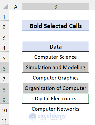 Bold Selected Cells of Text or String in Excel