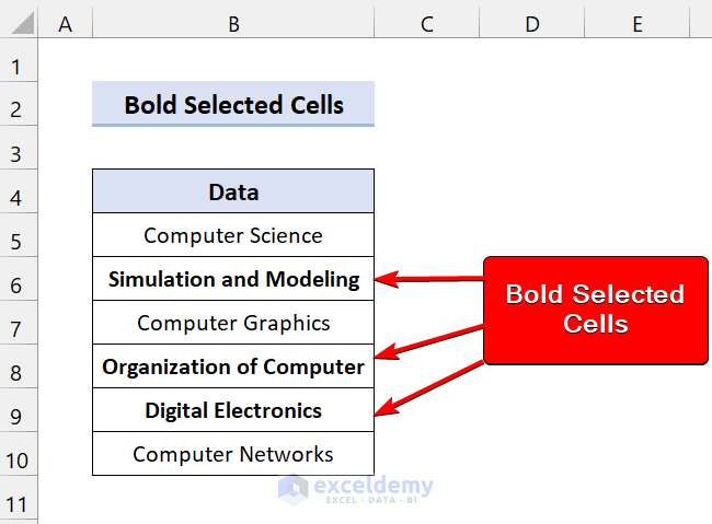 Bold Selected Cells of Text or String in Excel