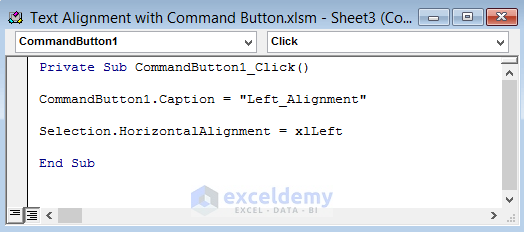 Create Left Text Alignment with Excel VBA Command Button