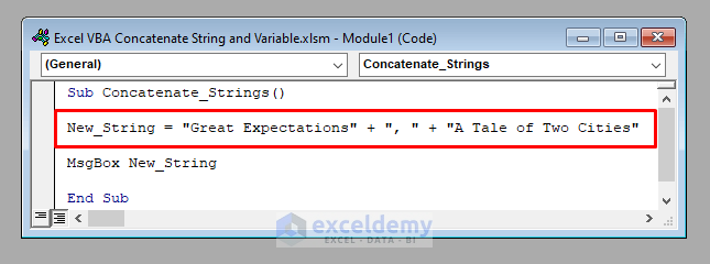 Concatenate String and Variable in Excel VBA