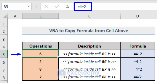 Dataset of excel vba copy formula from cell above